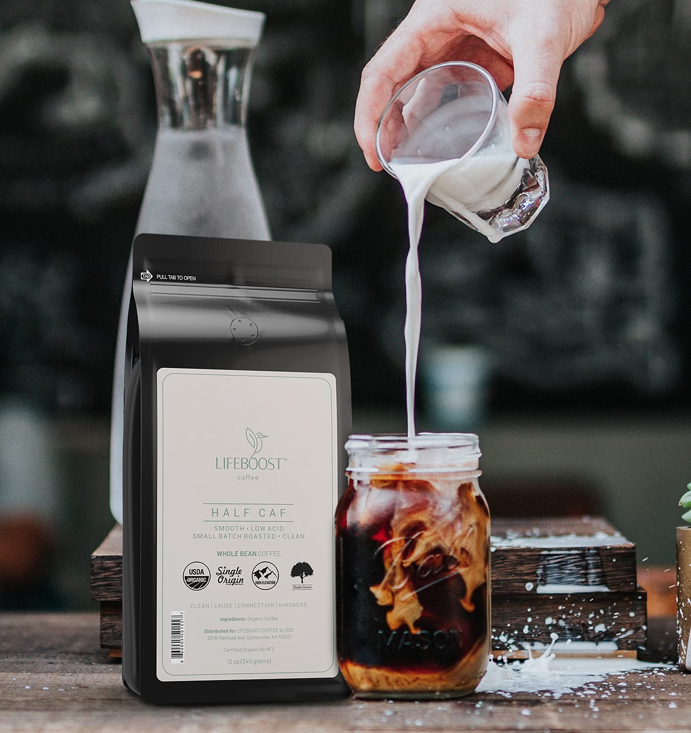 LIFEBOOST Lifeboost half caff single-origin beans from Central America.