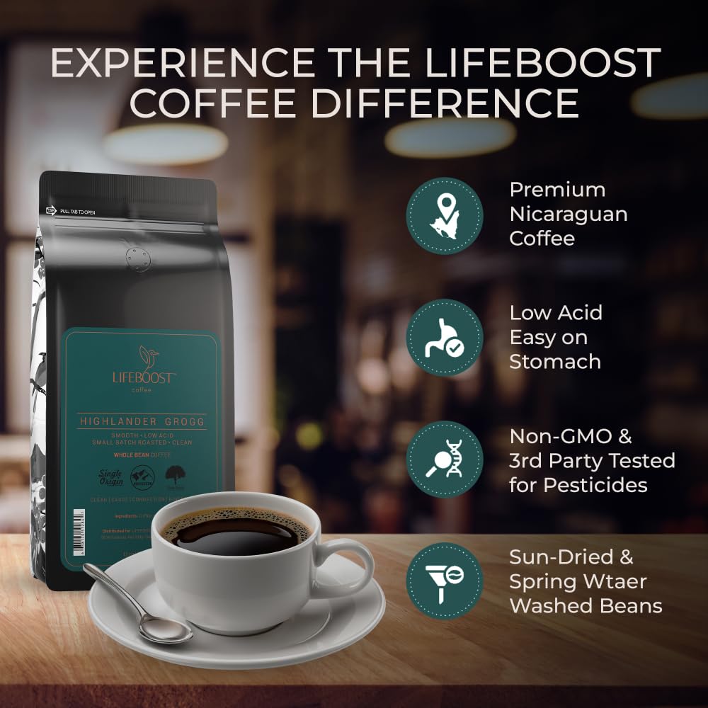 Lifeboost Grogg brewed cup aroma highlighting rum, caramel, and vanilla notes.