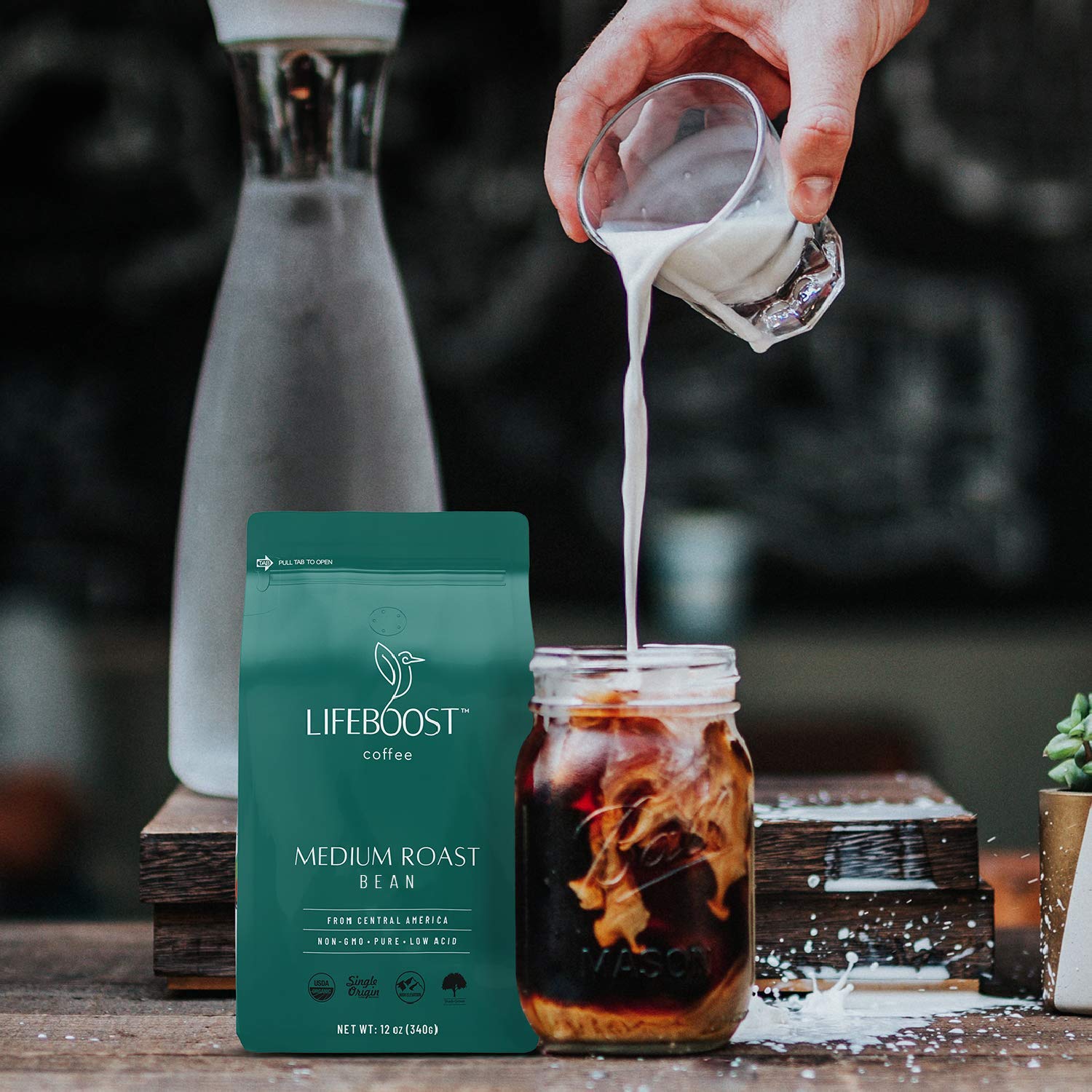 Lifeboost low-acid brew setup offering a smooth, balanced cup
