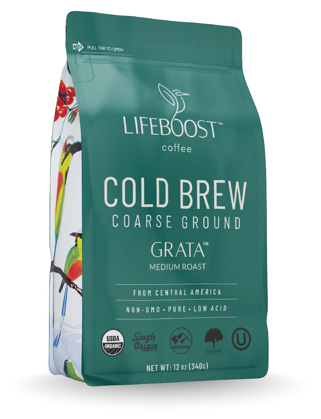 Lifeboost low-acid cold brew bag with coarse-ground beans for sensitive stomachs