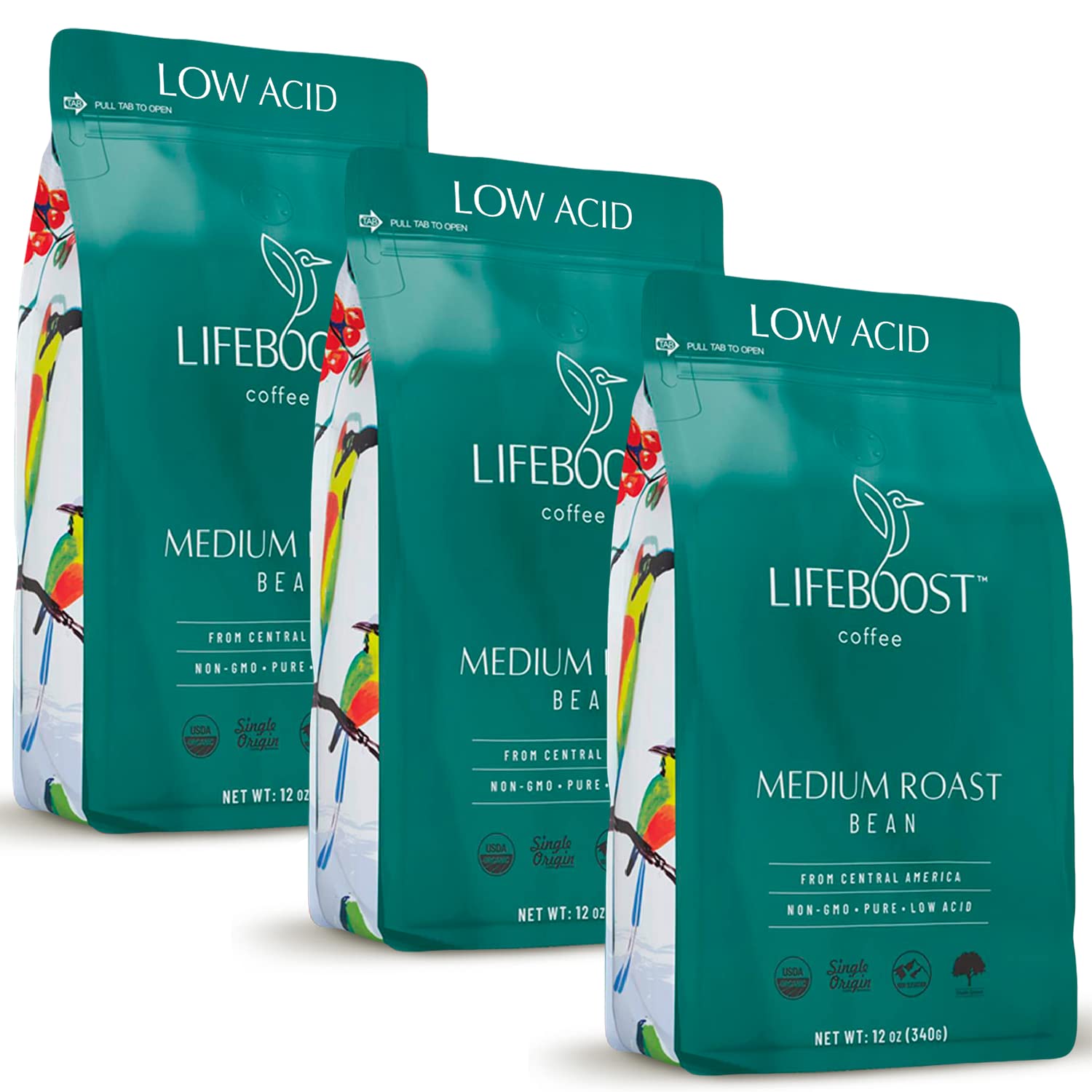 Lifeboost medium roast coffee beans with rich aroma for grinding