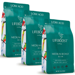 Lifeboost medium roast coffee beans with rich aroma for grinding