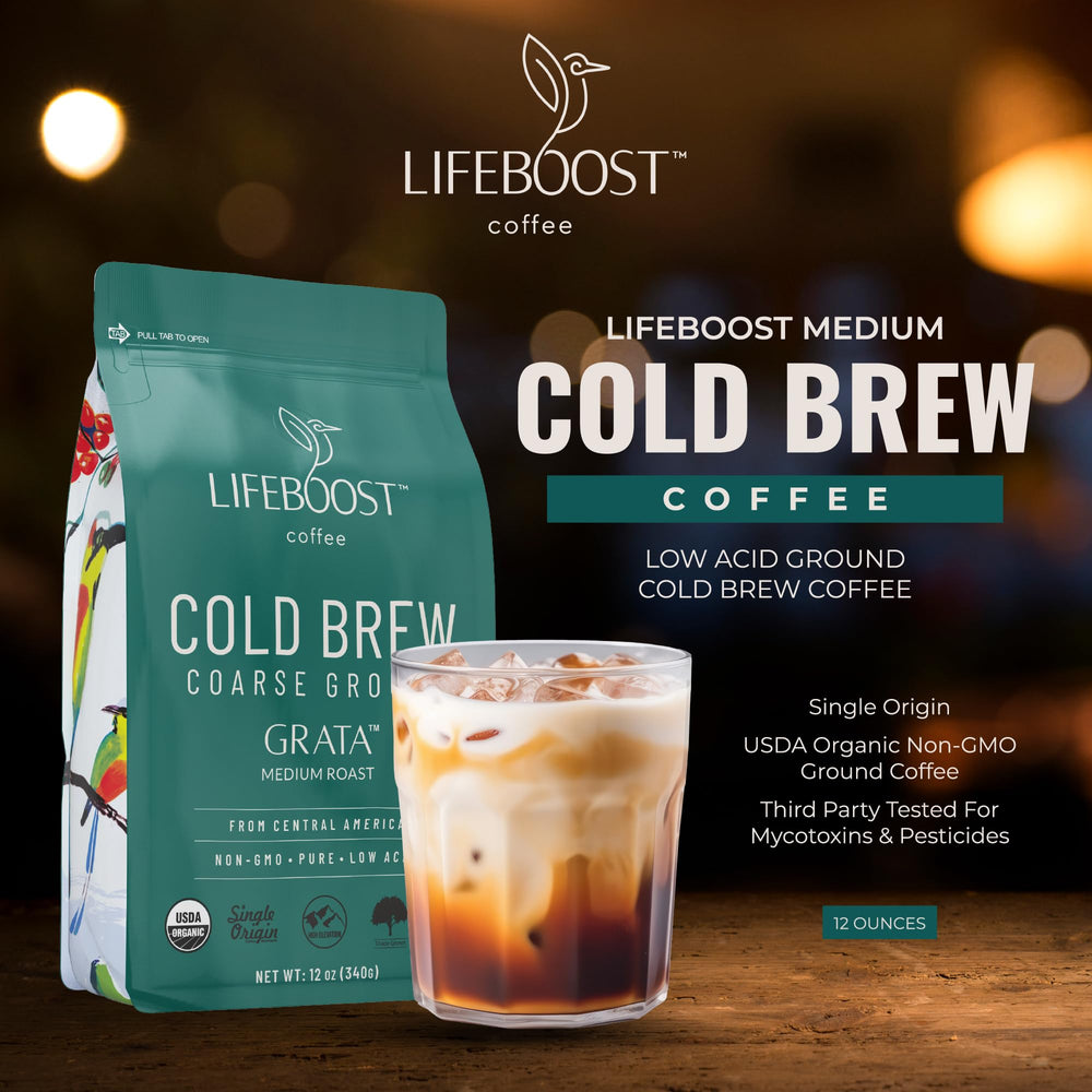 Lifeboost single-origin arabica beans on display highlighting organic quality