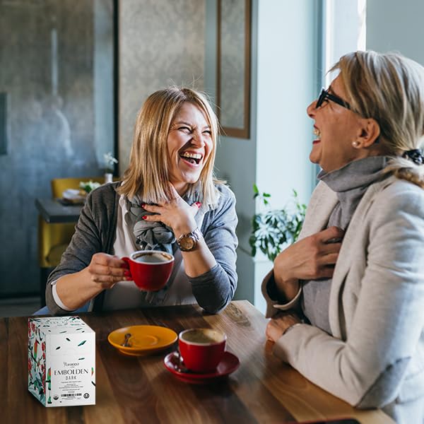 Lifeboost steaming mug of coffee captures rich aroma.