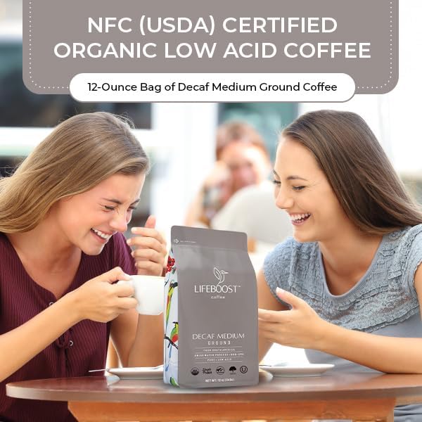 Lifeboost decaf beans close-up emphasizing Swiss Water decaffeination for clean taste