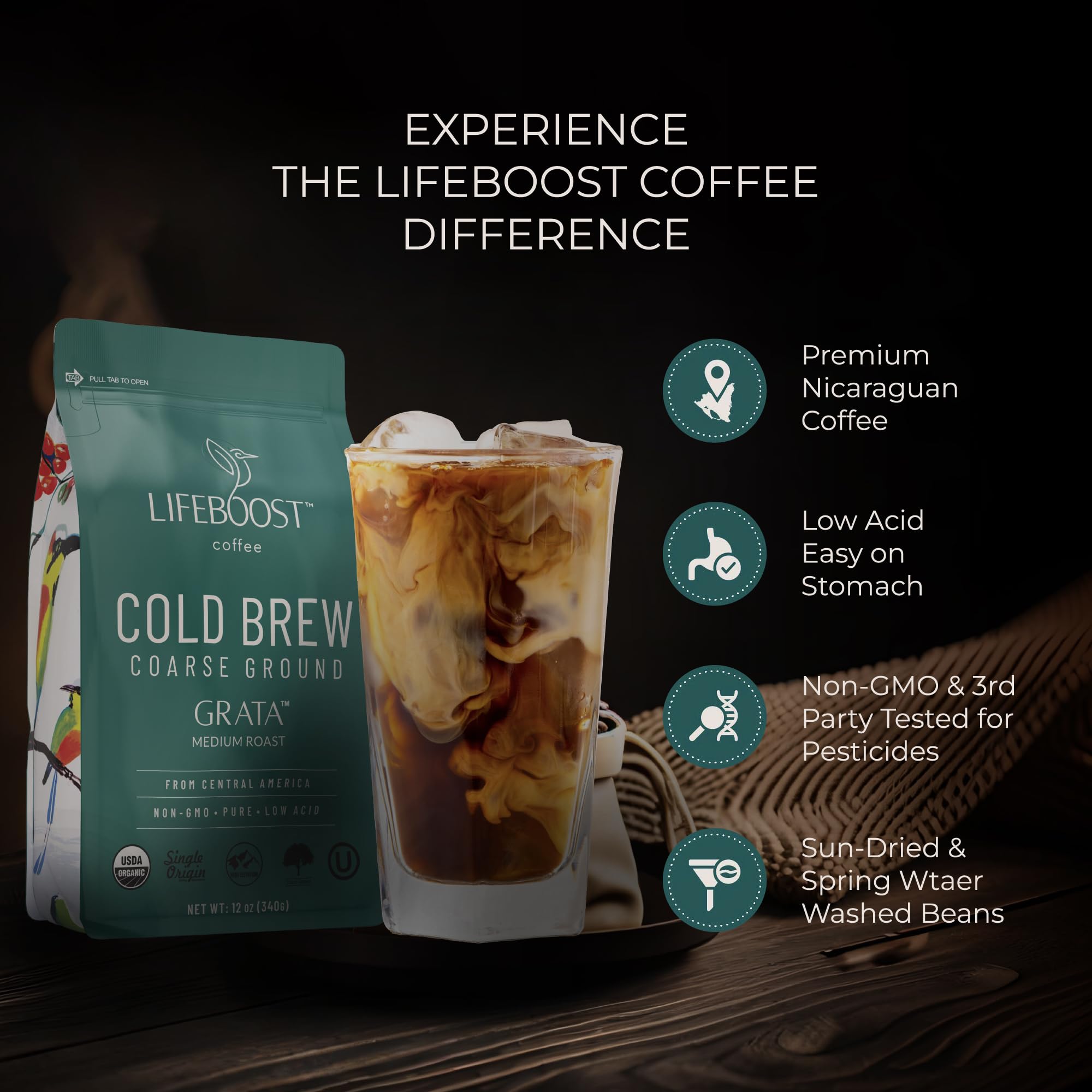 Lifeboost bag with third-party purity label for mycotoxins and pesticides