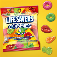 Life Savers 5 Flavors gummy candy share pack on desk ideal for a quick break