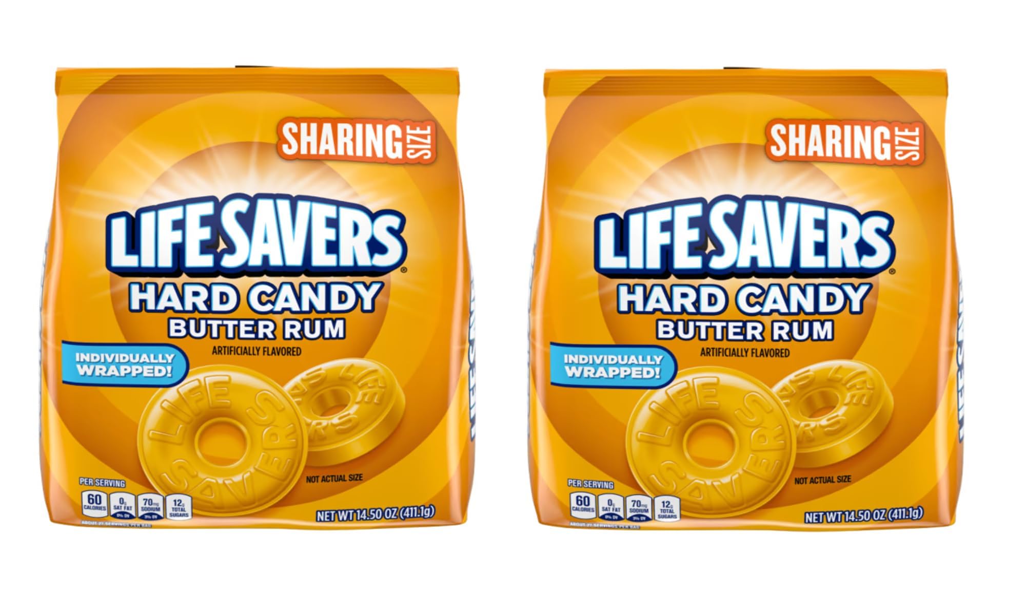 Life Savers Butter Rum 14.5 oz bags show nostalgic flavor and shareable packaging.
