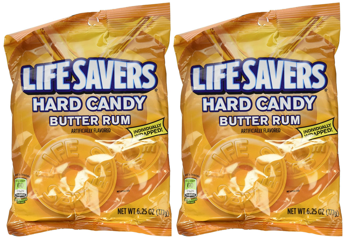 LifeSavers Butter Rum candy, individually wrapped, ideal for on-the-go snacking.