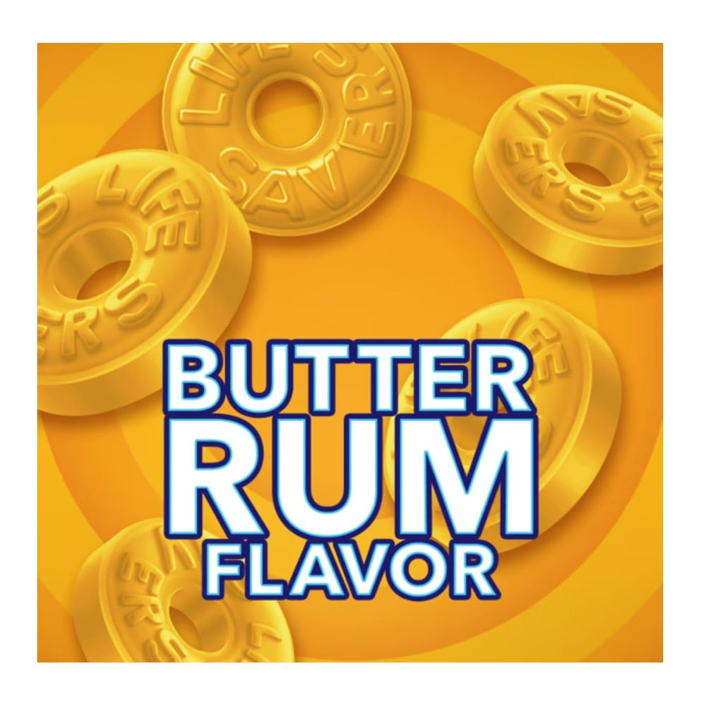 Life Savers Butter Rum individually wrapped candies preserve freshness.