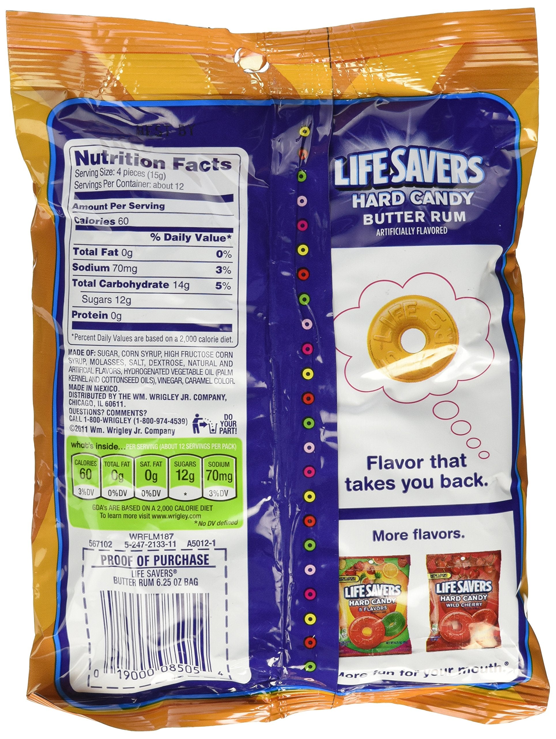 LifeSavers Butter Rum candy, two-bag pack, perfect for purse or desk snacking.