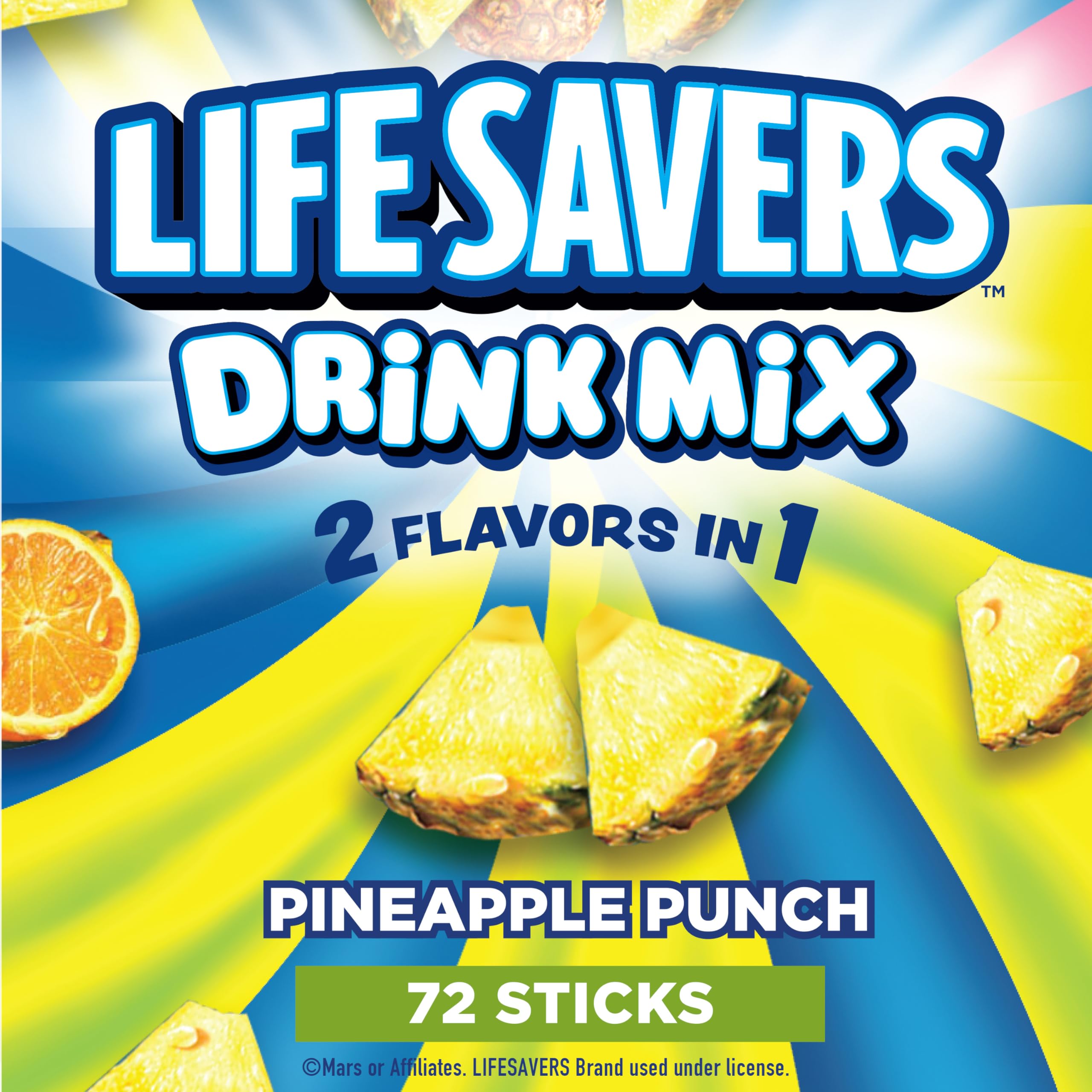 Lifesavers Singles To Go Pineapple Punch dissolving in water for flavor on the go.