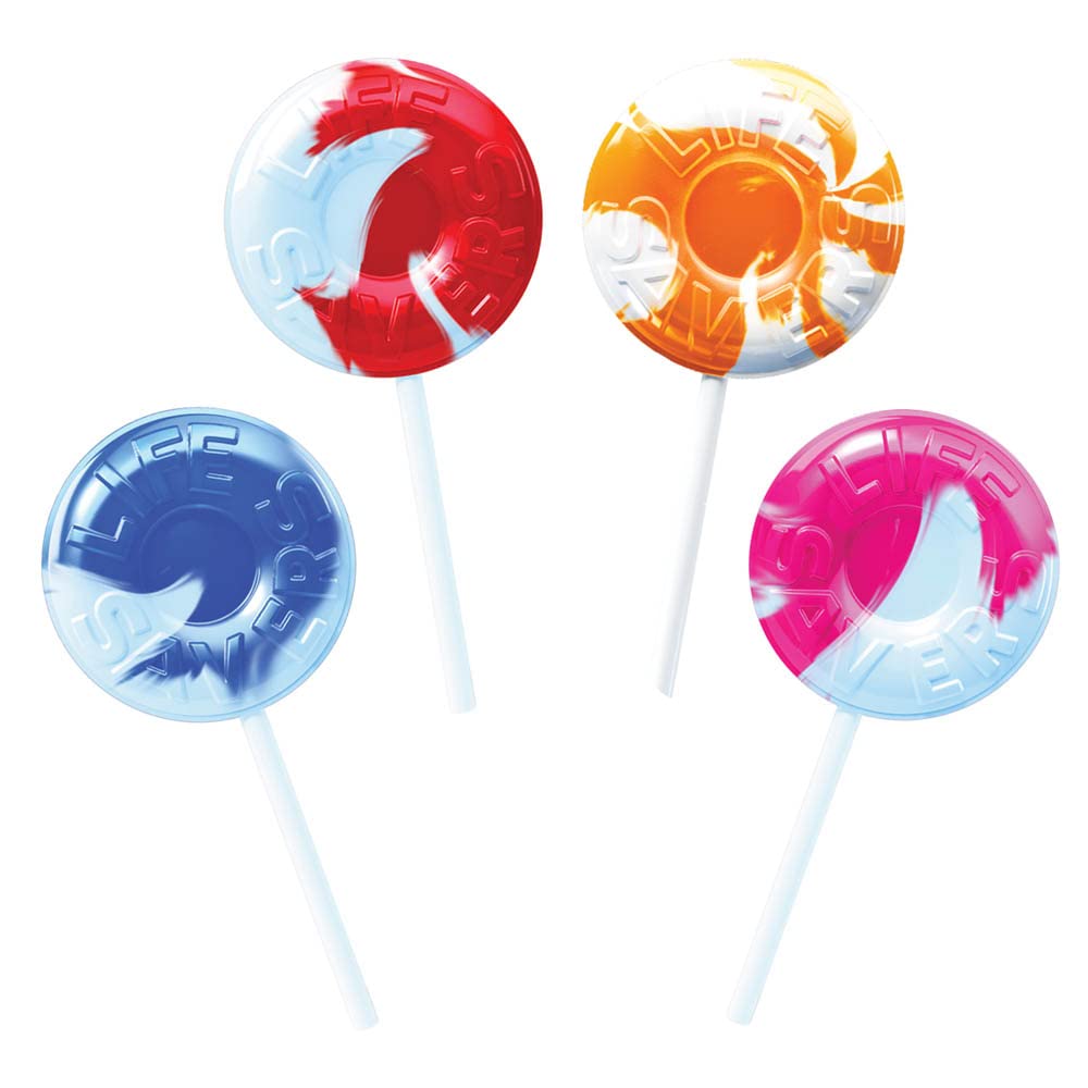 LIFE SAVERS Swirl Lollipops orange-vanilla flavor with citrus twist.