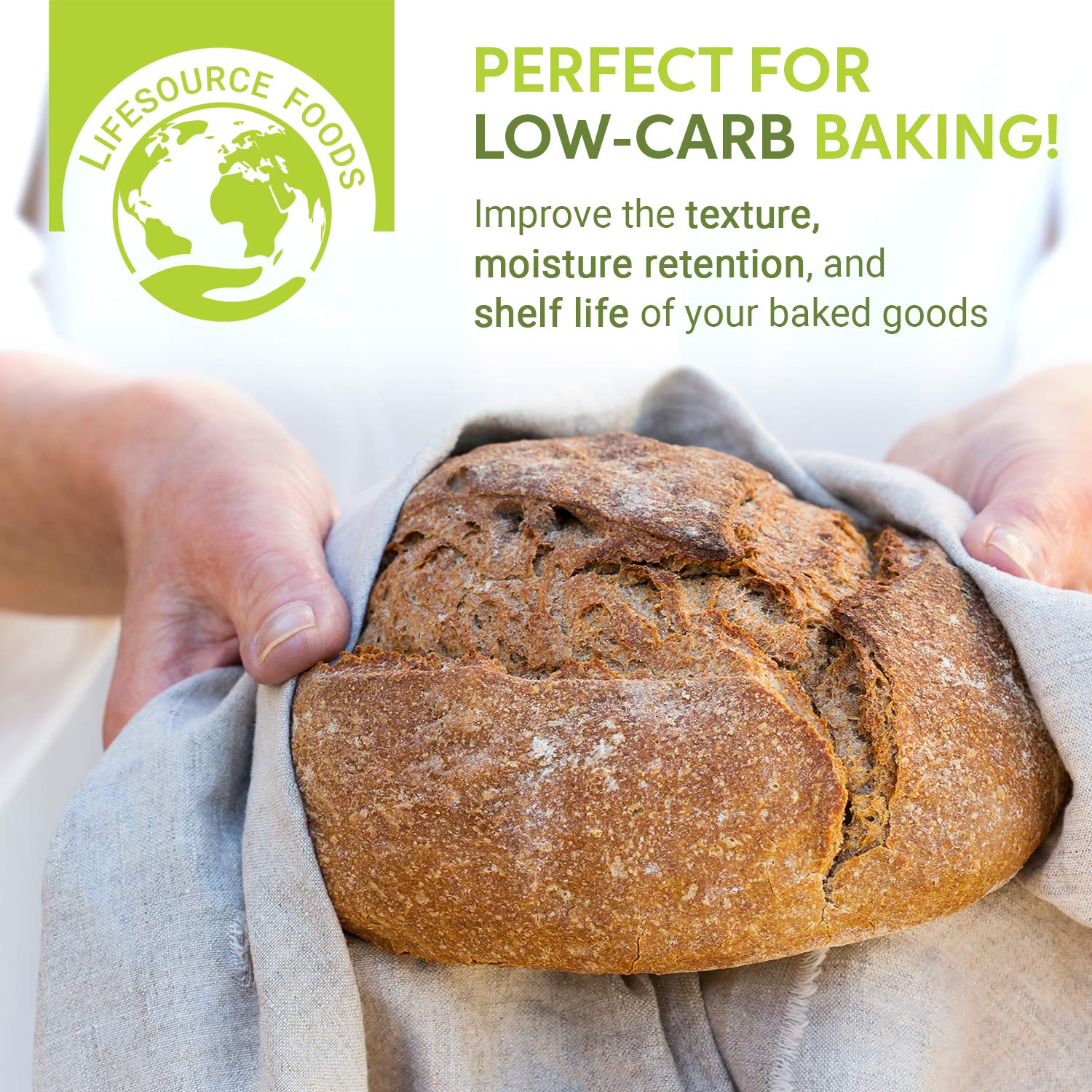 Packaging highlights gluten-free and zero-carb features on LifeSource Foods Oat Fiber 500.