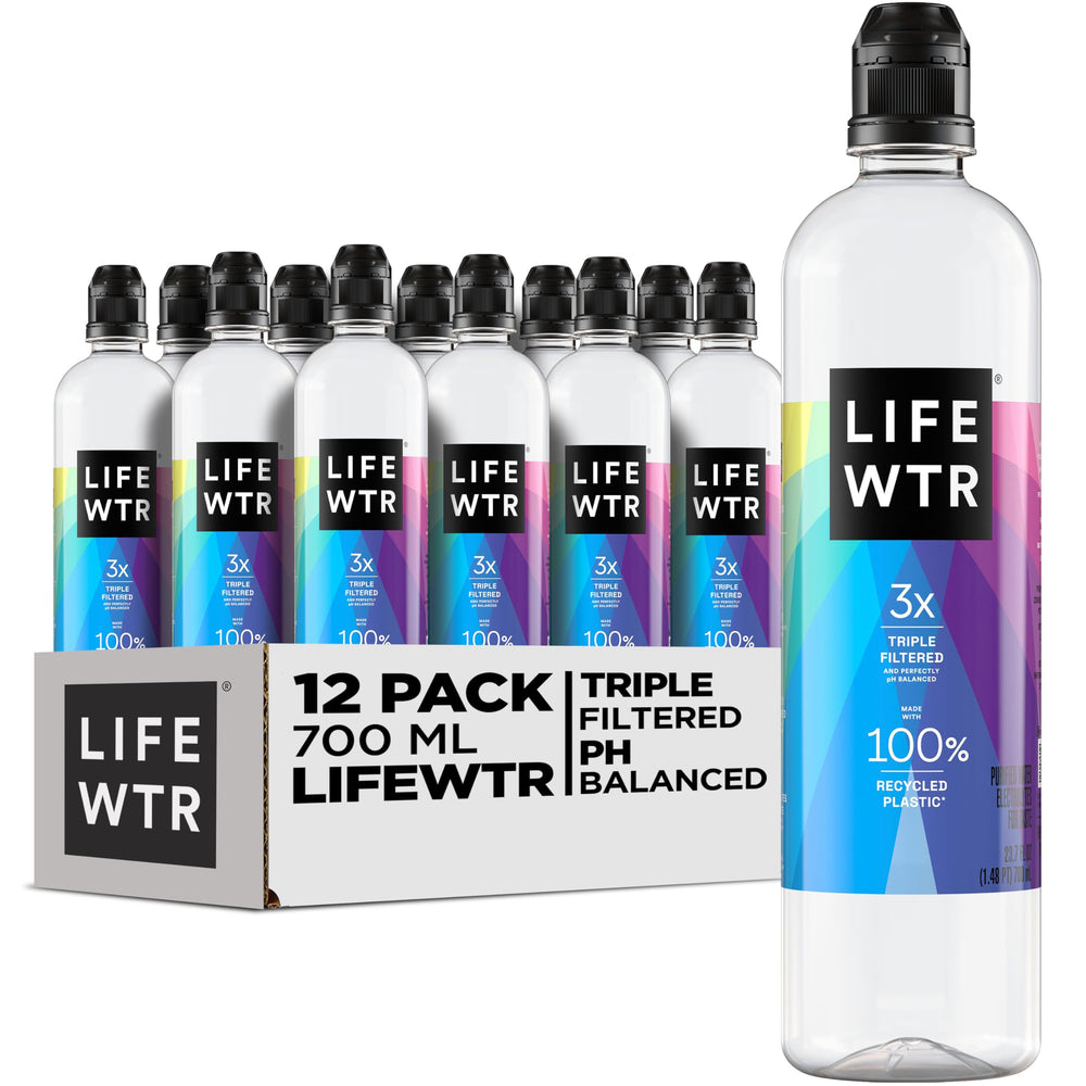 LIFEWTR premium purified water bottle with flip cap for on-the-go use.