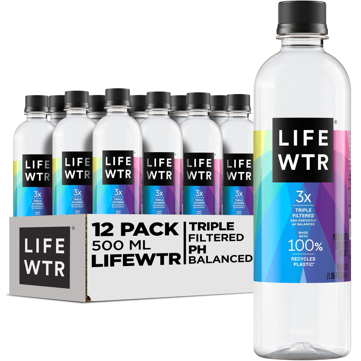 LIFEWTR Premium purified water being poured for on-the-go hydration.