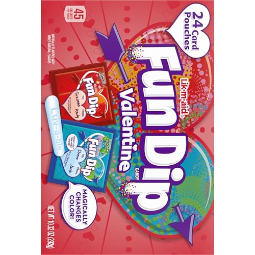 Lik-m-aid Fun Dip sticks shown with dipping candy.