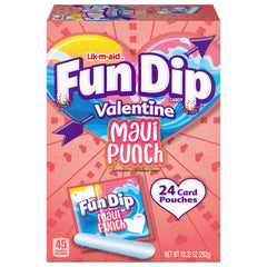Lik-M-Aid Maui Punch Fun Dip kit pouches ready to personalize for Valentine exchanges.