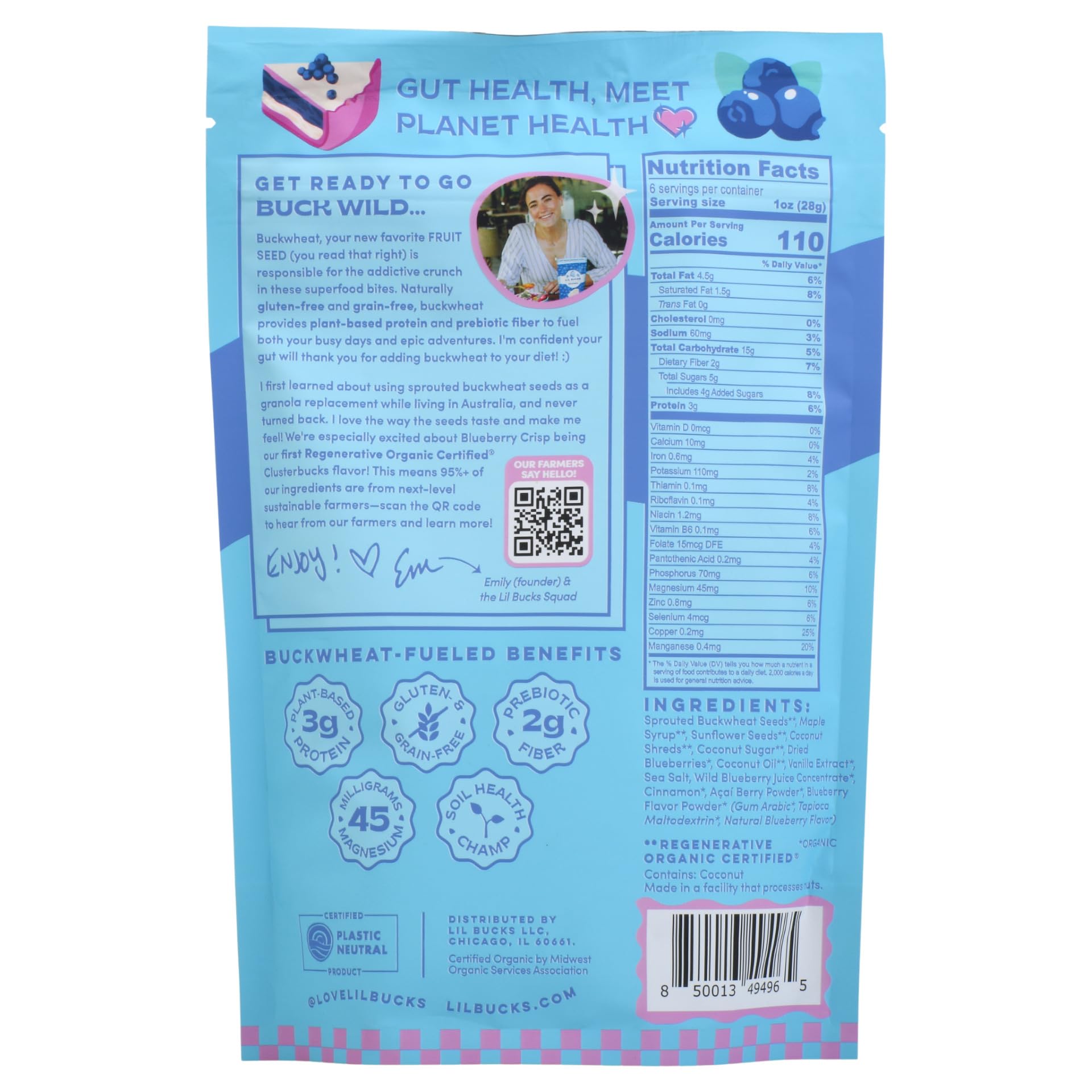 Lil Bucks Clusterbucks snack on the go, grain-free and low-sugar.