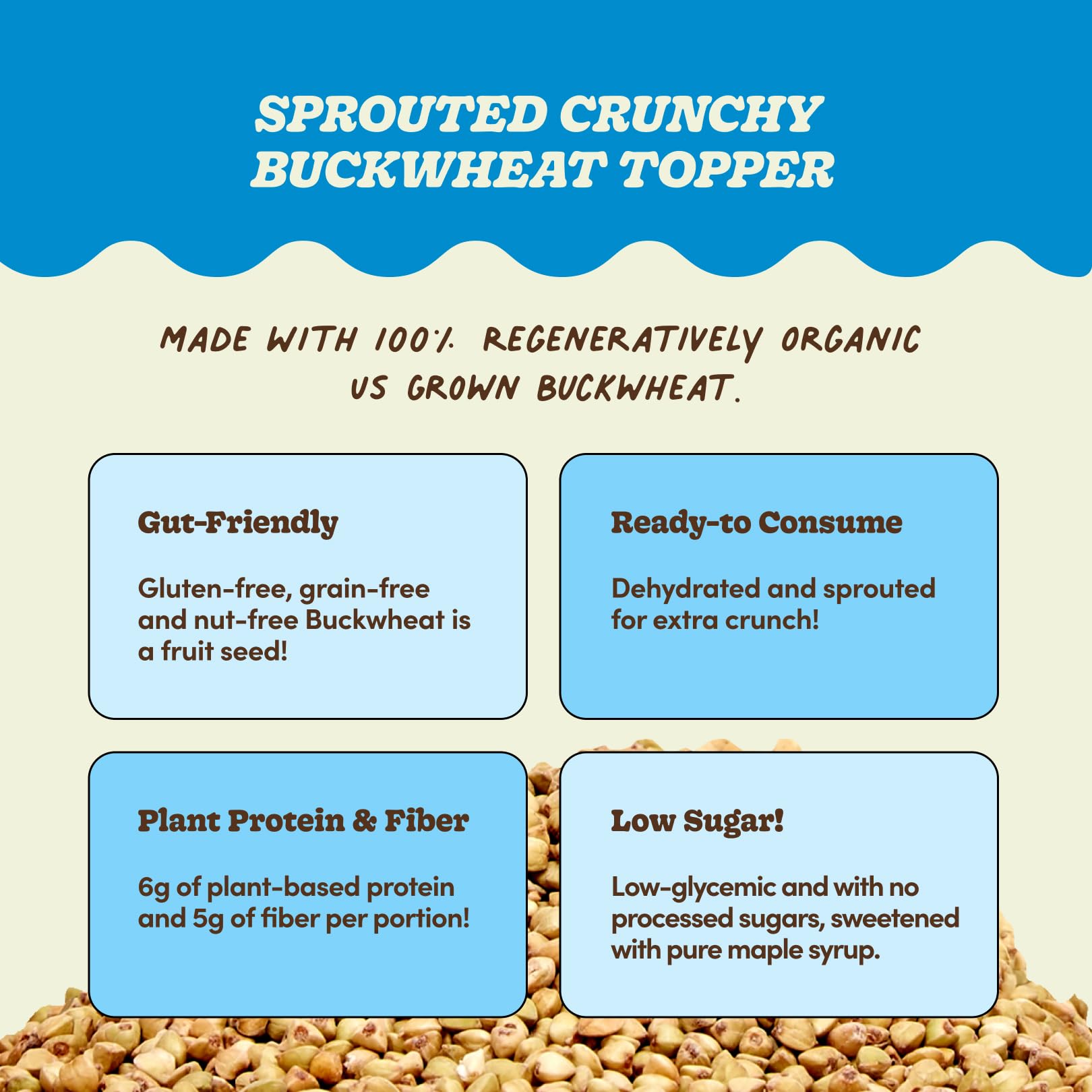 Lil Bucks regeneratively grown buckwheat closeup of nutrient-dense grains