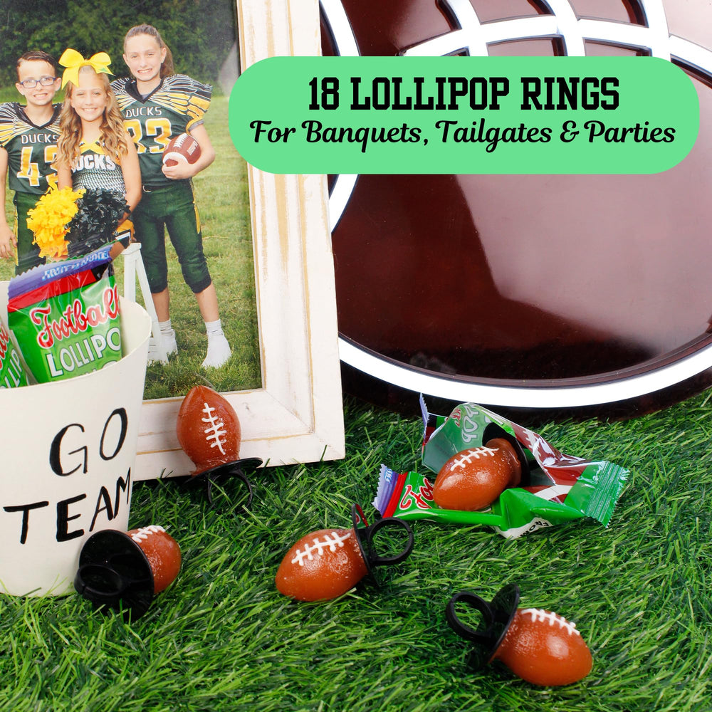 Lil' League Football Lollipop Rings colorful flavors ideal for dessert tables