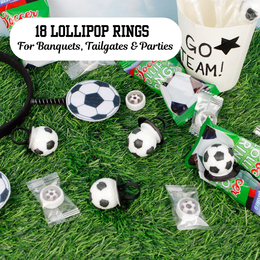 Lil' League soccer ball lollipop ring wrapped individually for freshness