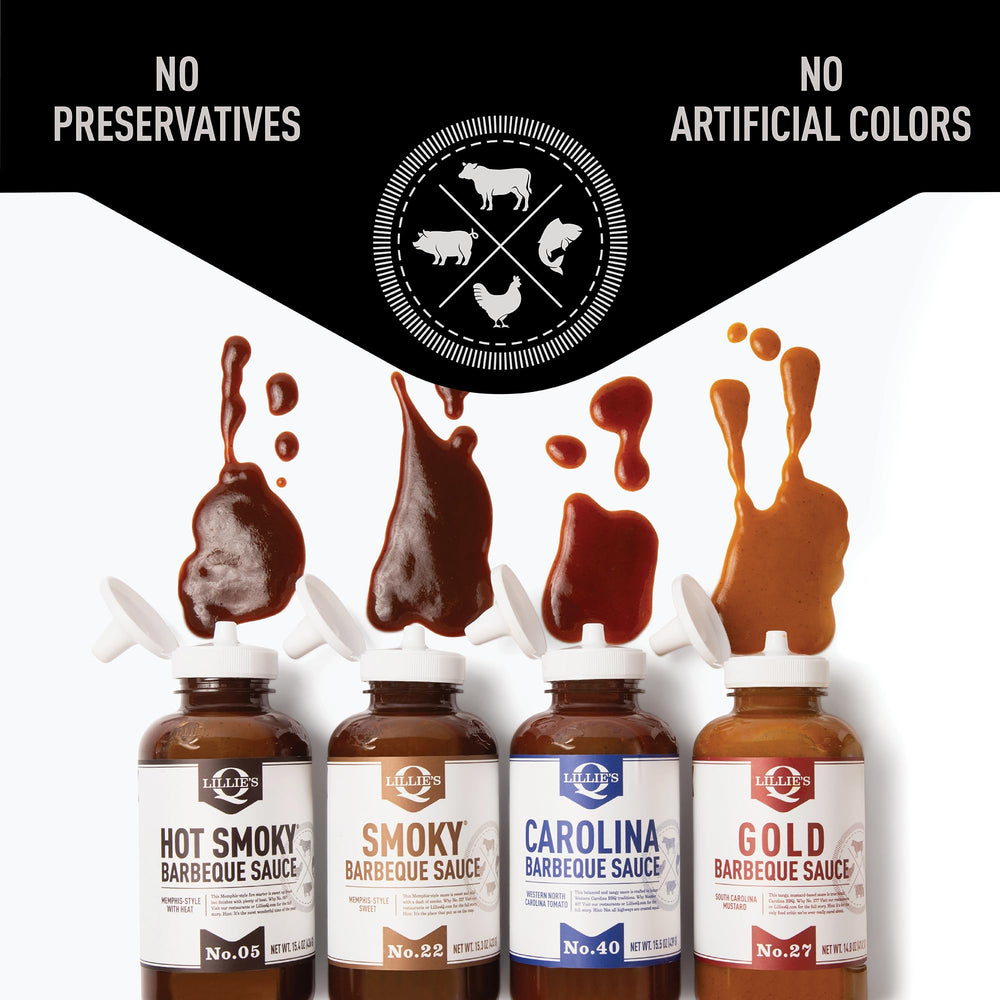 Lillie's Q award-winning sauce bottle celebrating top barbecue honors