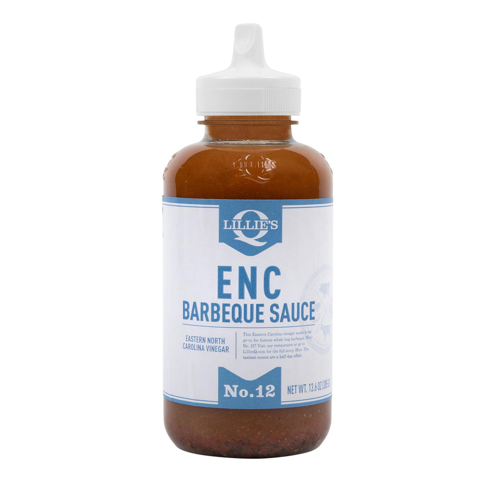 Lillie's Q ENC Barbeque Sauce bottle front label, authentic flavor