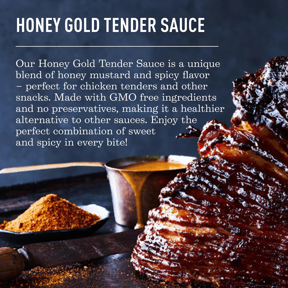 Lillie's Q Honey Gold Tender Sauce glaze on crispy chicken.