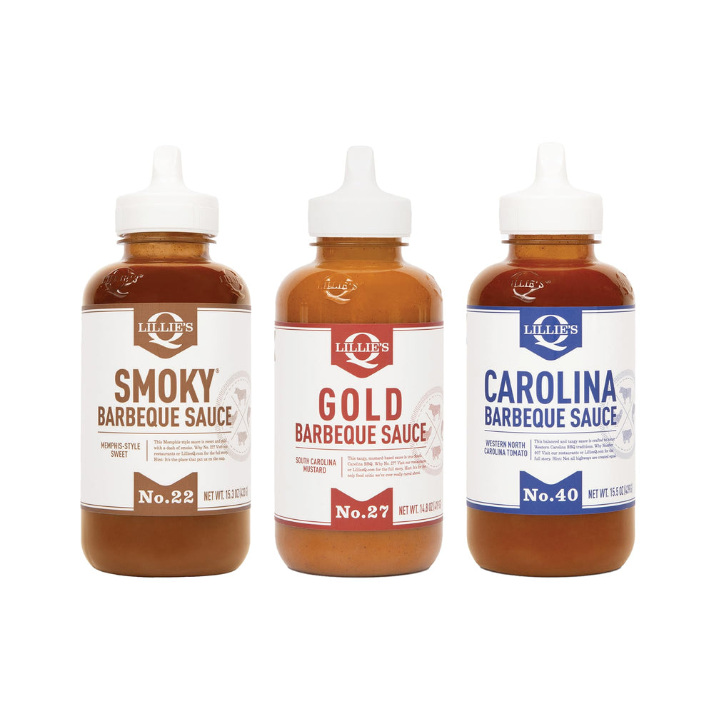 Lillie's Q Smoky sauce bottle pour for a rich glaze on grilled meats