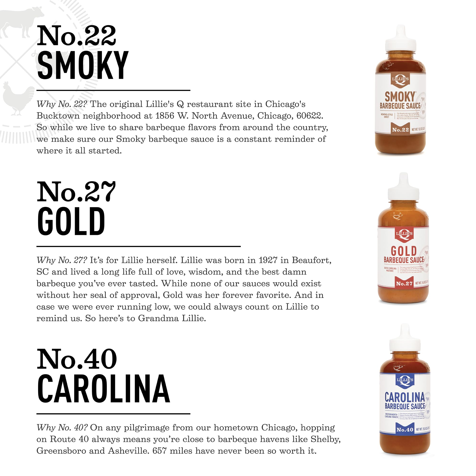 Lillie's Q triple-pack display showing three versatile sauces