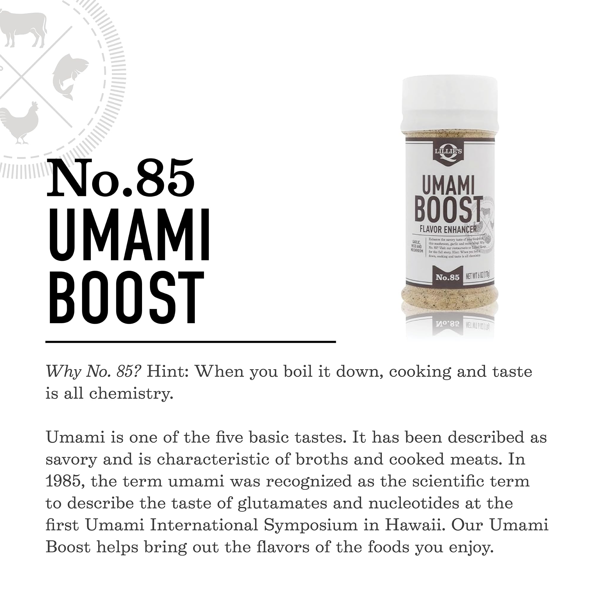 Lillie’s Q Umami Boost packaging beside a barbecue setup