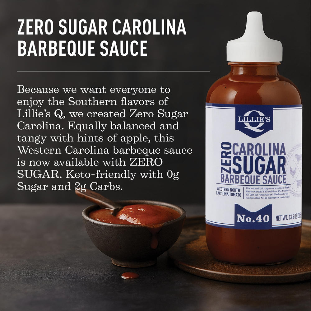 Lillie's Q zero sugar sauce glazing pork for a glossy tangy finish.