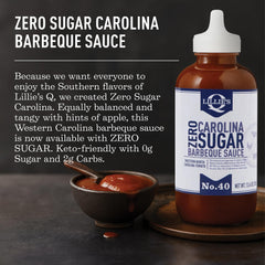 Lillie's Q zero sugar sauce glazing pork for a glossy tangy finish.