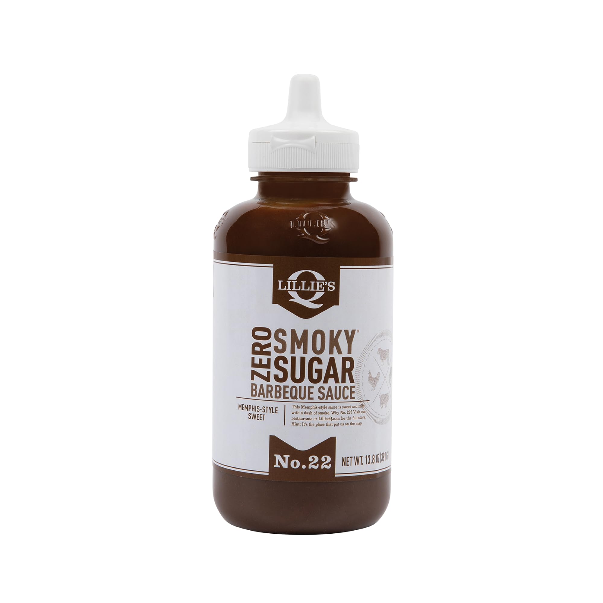 Lillie's Q zero-sugar smoky BBQ sauce bottle highlighting bold, guilt-free flavor for grills