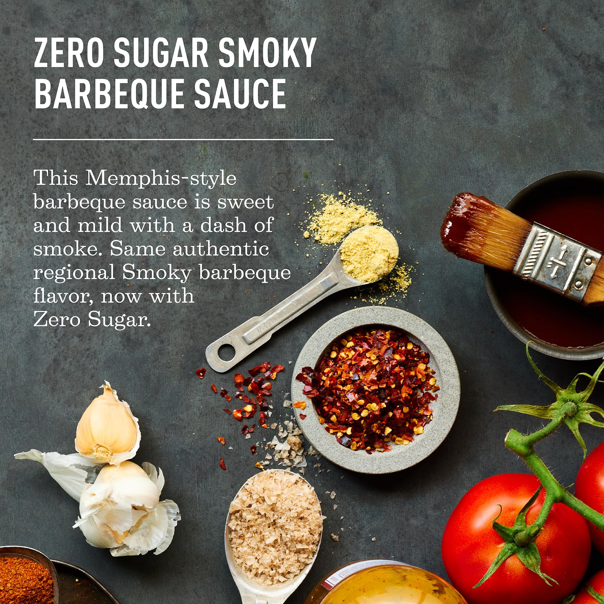 Lillie's Q zero-sugar smoky BBQ sauce pouring into a glaze on chicken