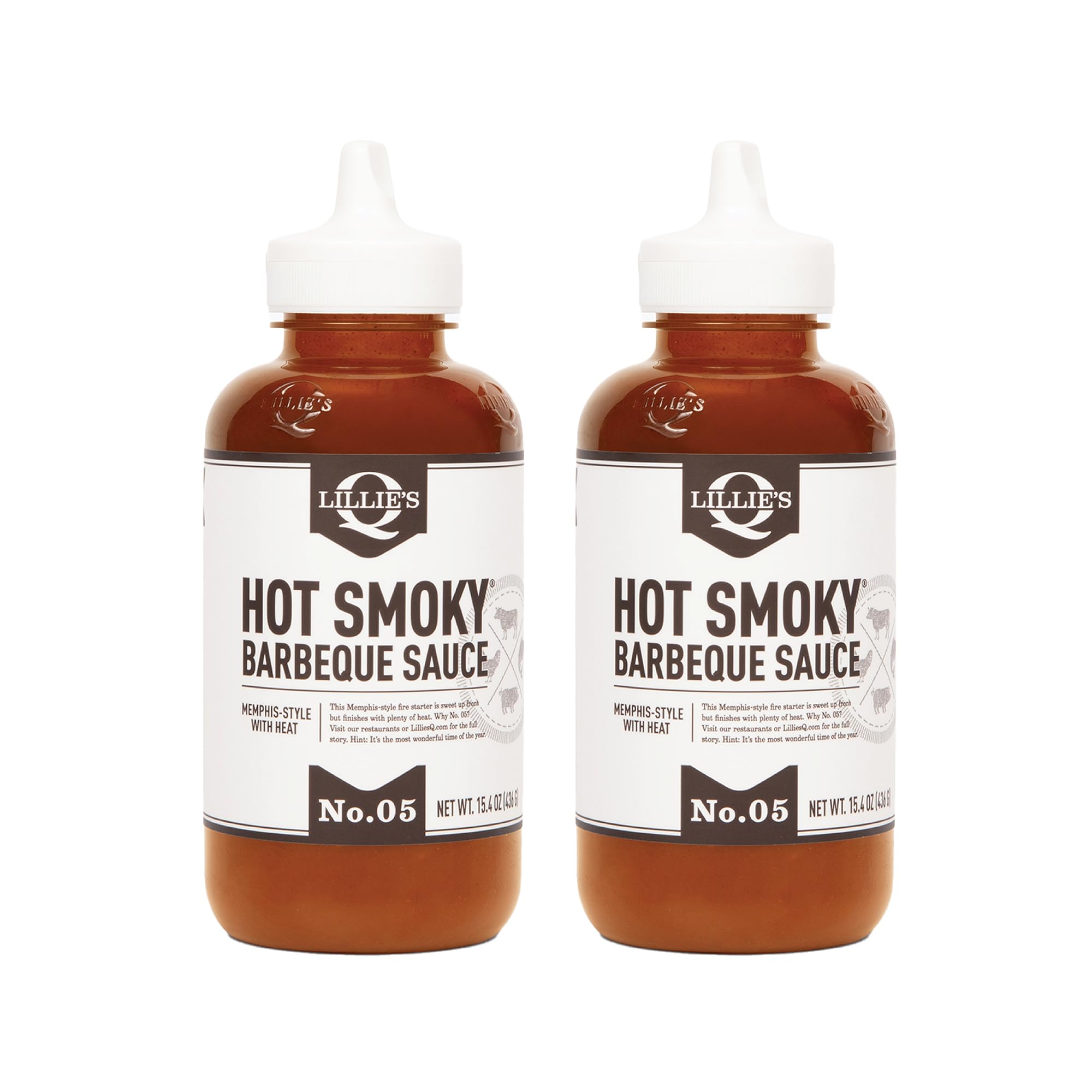 Lillie's Q hot smoky BBQ sauce bottle showcases bold, versatile flavor for grilling and marinades.