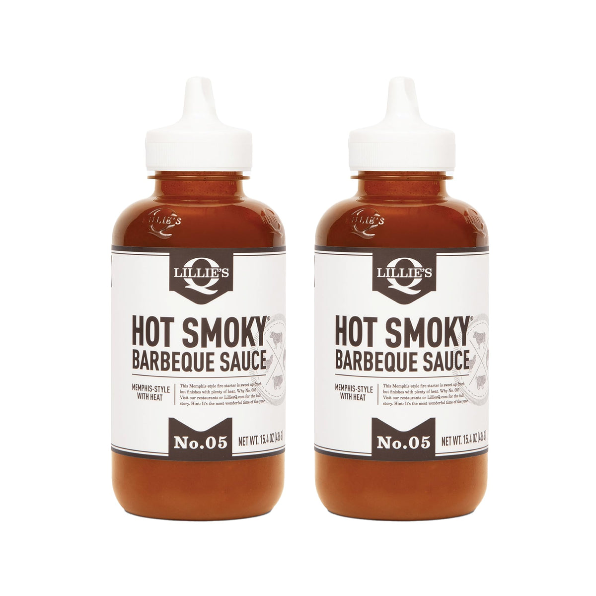 Lillie's Q hot smoky BBQ sauce bottle showcases bold, versatile flavor for grilling and marinades.
