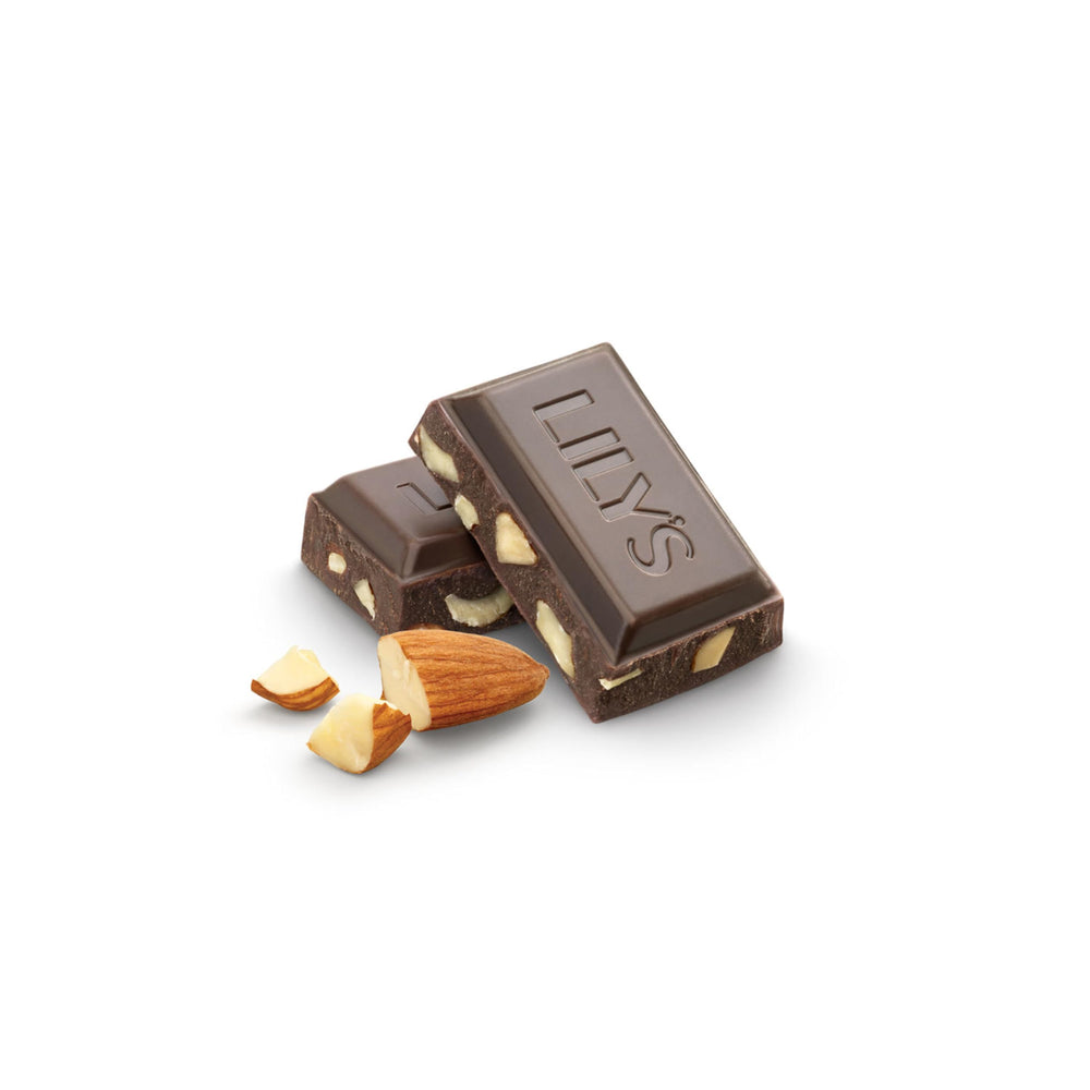 LILY'S no sugar added bars with stevia for sweetness.