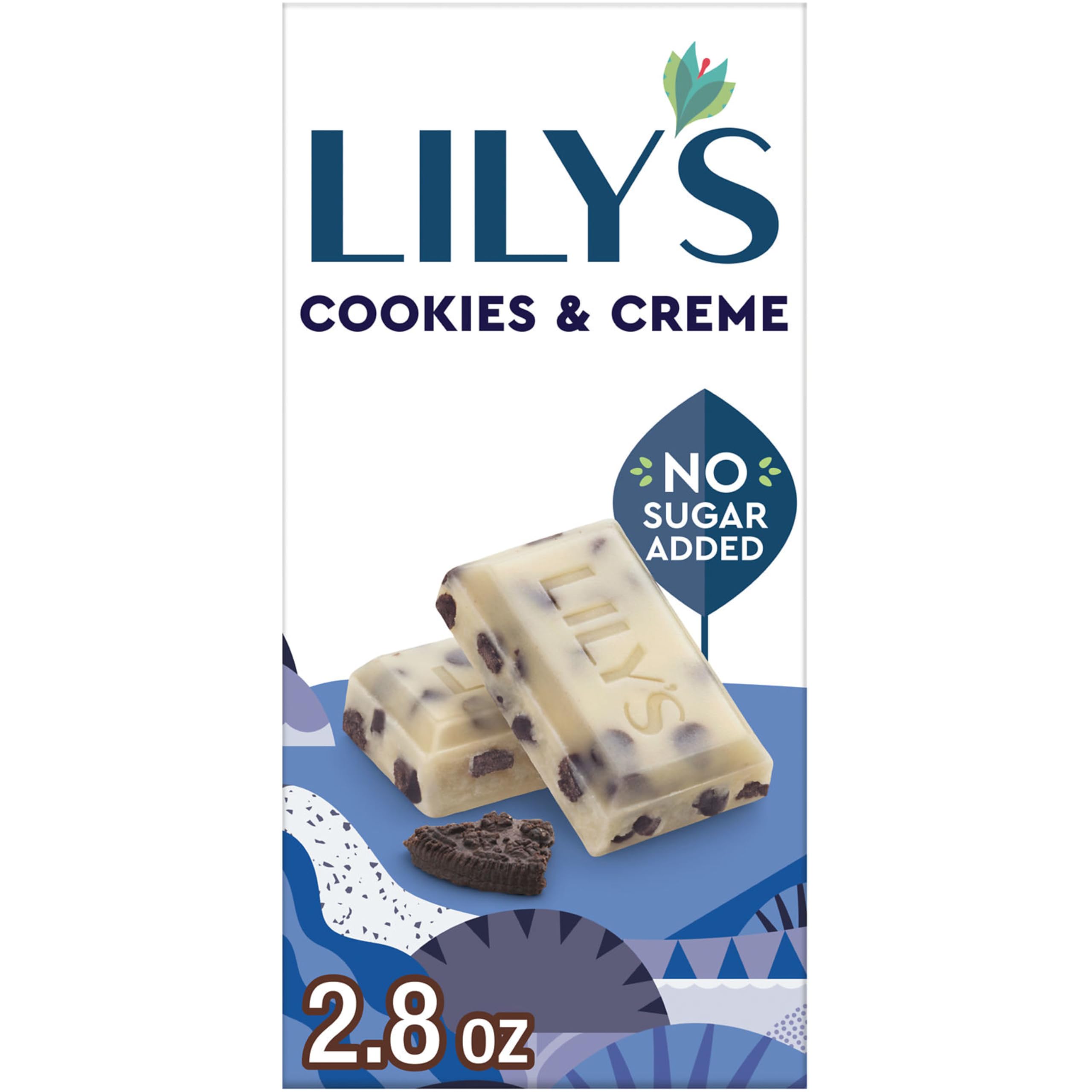 Lilys Cookies Creme no-sugar-bar-2.8oz front view shows gluten-free indulgence.