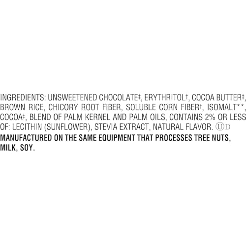 LILY'S Crispy Rice chocolate style bar stevia sweetened and sugar free in a row