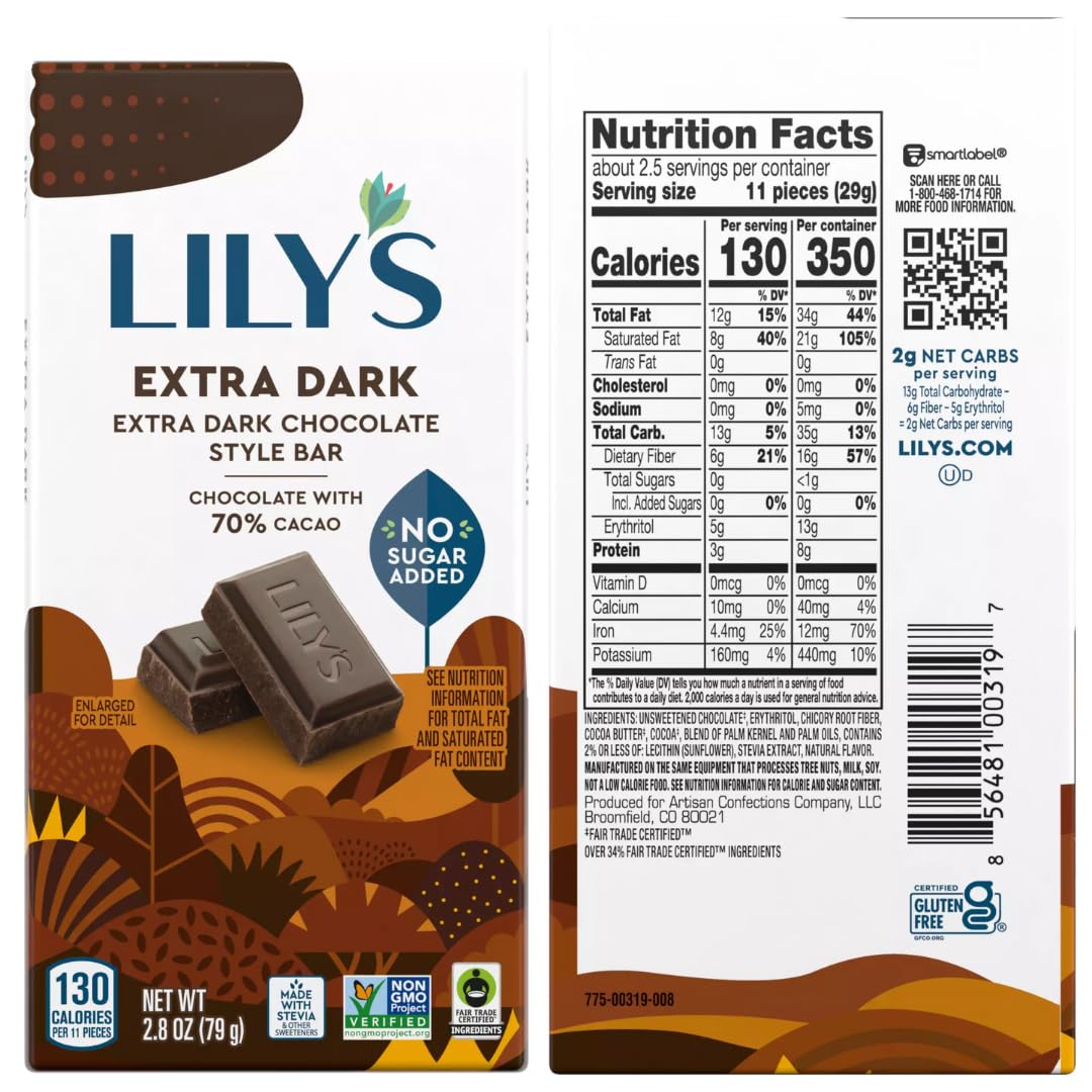 Lily's Dark 70% Sea Salt bar blending cocoa depth with bright sea salt notes