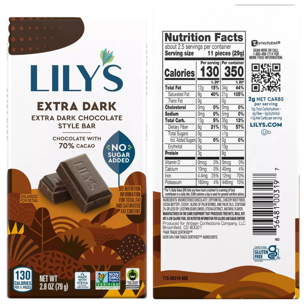 Lily's Dark 70% Sea Salt bar blending cocoa depth with bright sea salt notes
