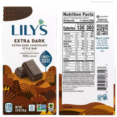Lily's Dark 70% Sea Salt bar blending cocoa depth with bright sea salt notes