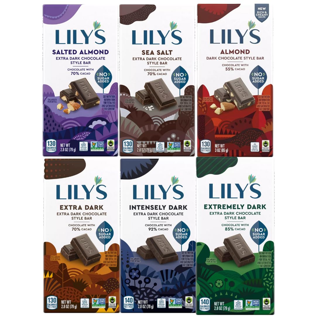 Lily's Dark Almond bar with crunchy almonds and rich cocoa for a satisfying bite