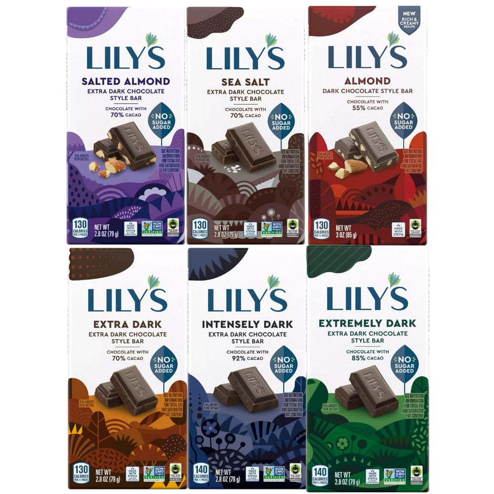 Lily's Dark Almond bar with crunchy almonds and rich cocoa for a satisfying bite
