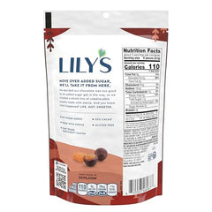 Close-up of Lily's dark chocolate-style caramels highlights rich flavor