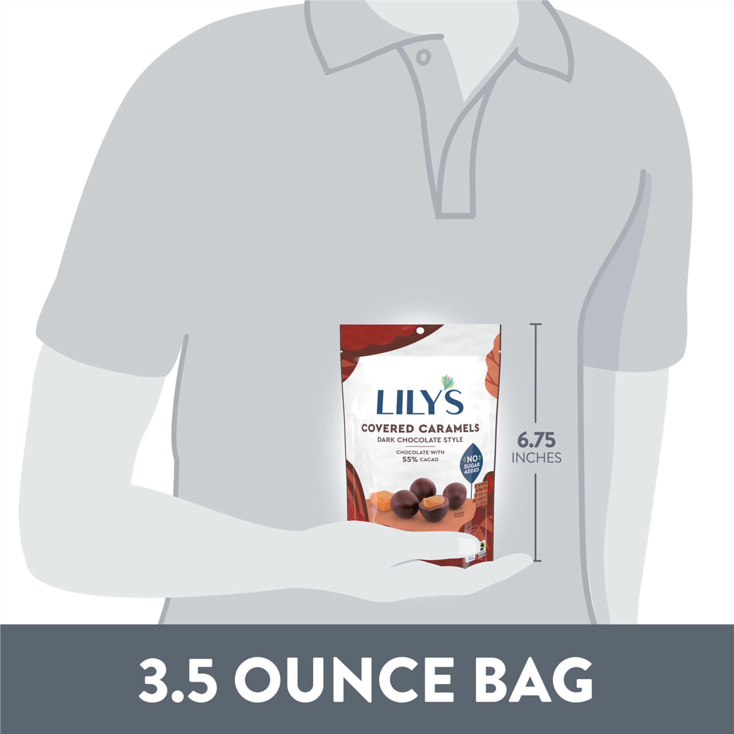 Lily's label emphasizes stevia-sweetened, no added sugar candies for mindful treats