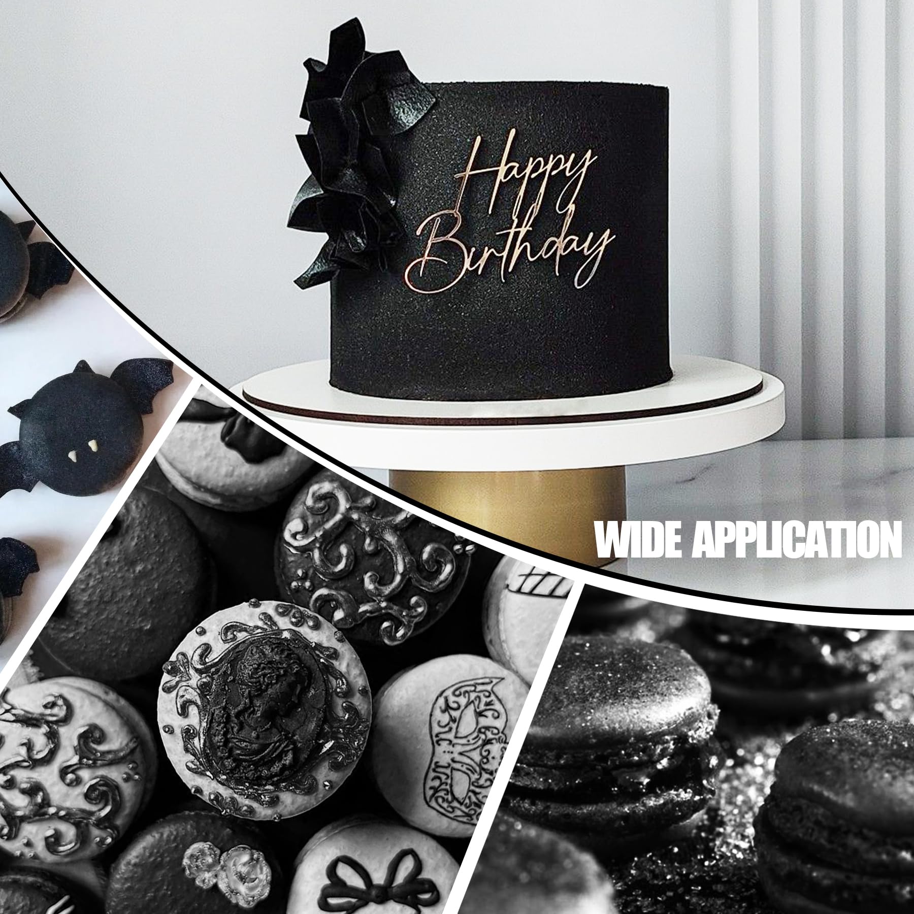 Limino edible glitter spray enhances cupcakes with a subtle gold shimmer.