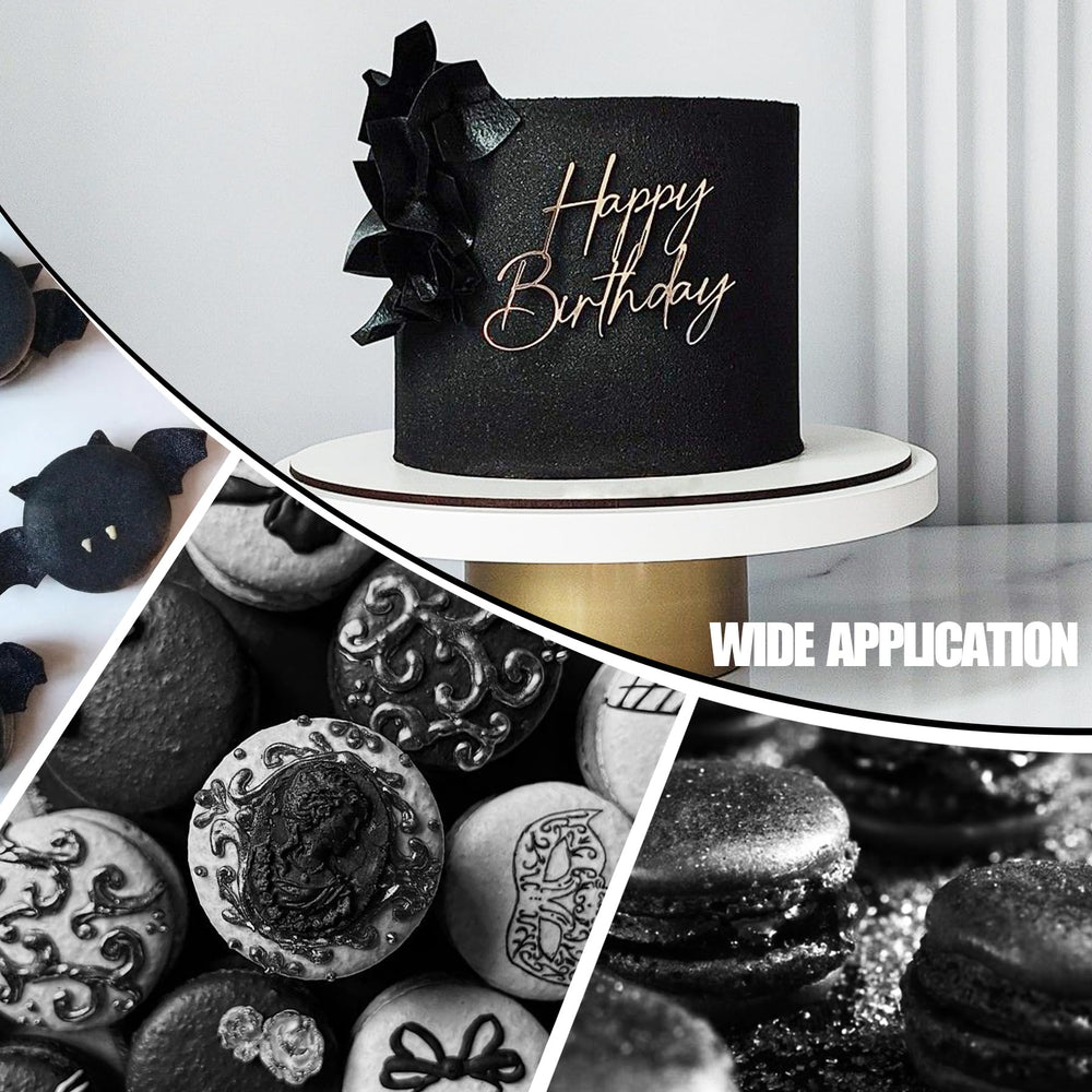 Limino edible glitter spray enhances cupcakes with a subtle gold shimmer.